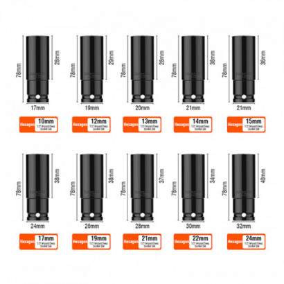 Set de chei tubulare de impact, lungi, 1/2", Industrial thumbnail 2