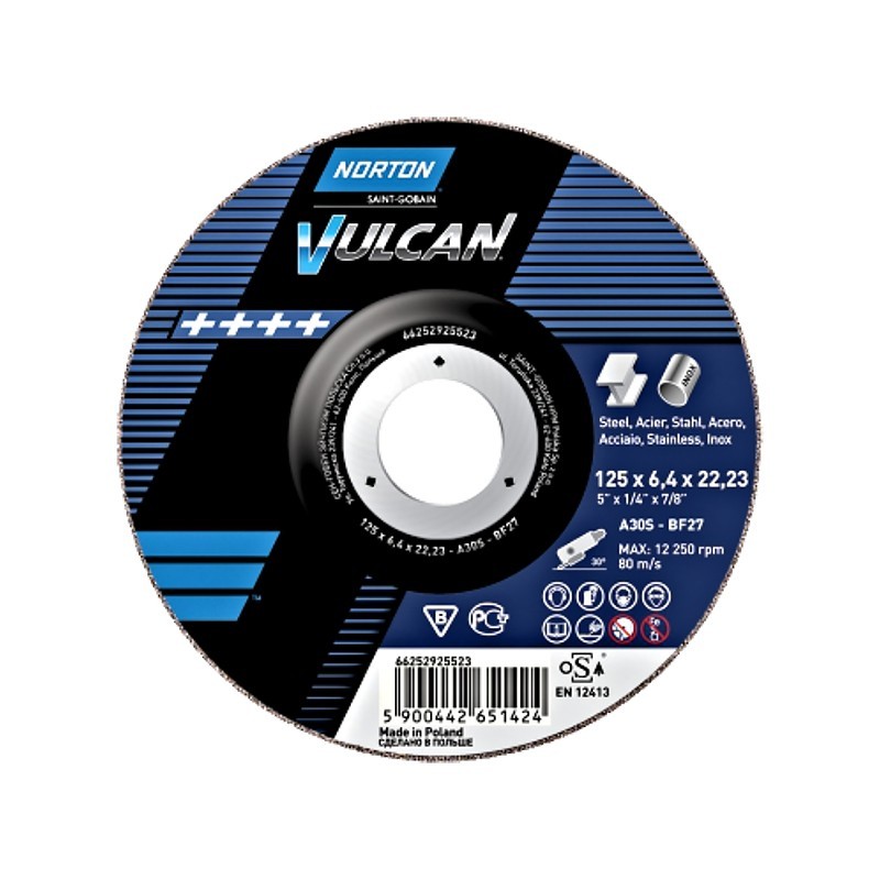 Disc abraziv de polizat 180x6,4 Norton Vulcan pentru Metal si Inox