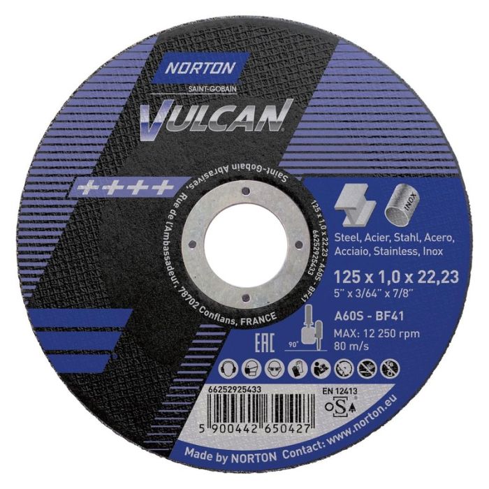 Disc abraziv de debitat 125x2 Norton Vulcan pentru Metal si Inox