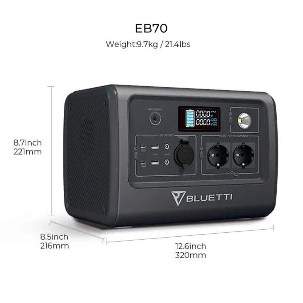 Statie de energie portabila BLUETTI EB70 1000W 716Wh - power station thumbnail 3