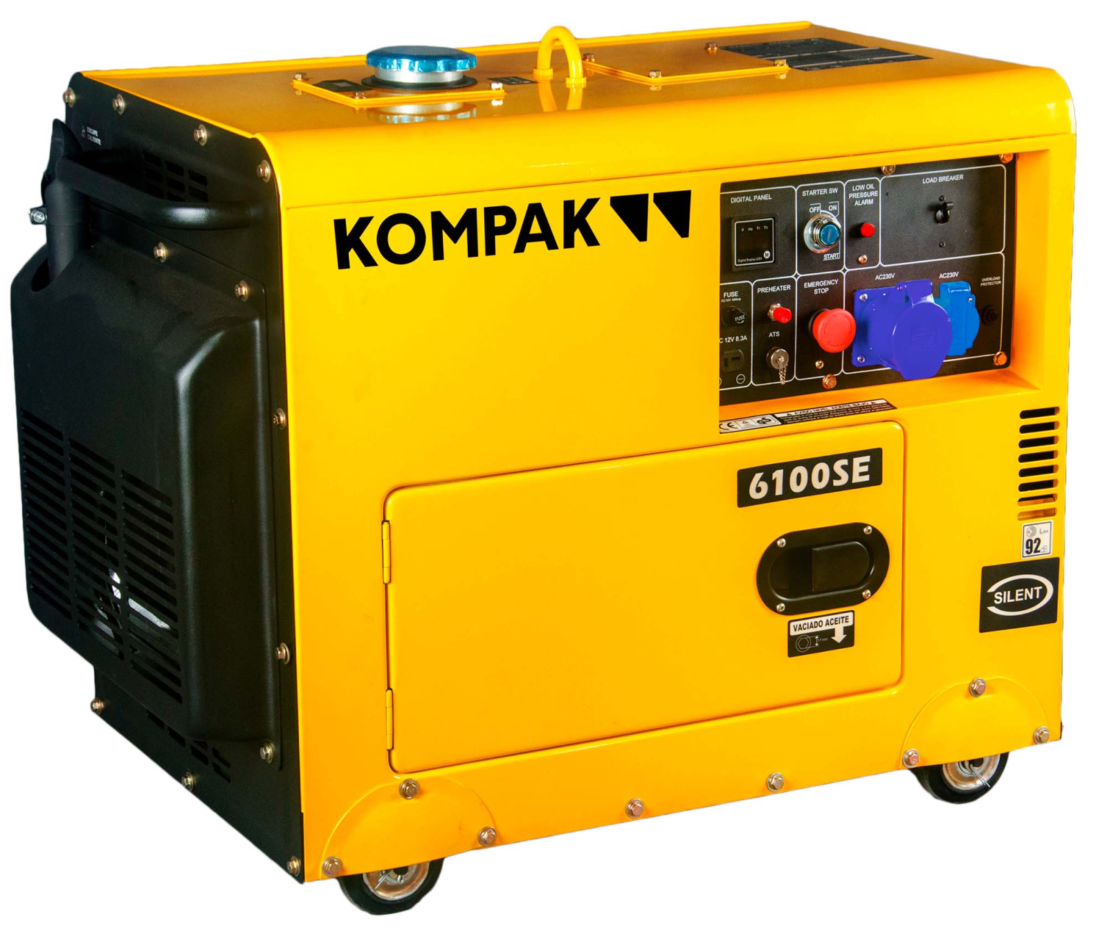 Generator Diesel insonorizat KOMPAK K6100SE, 230V, putere maxima 5.3 KW