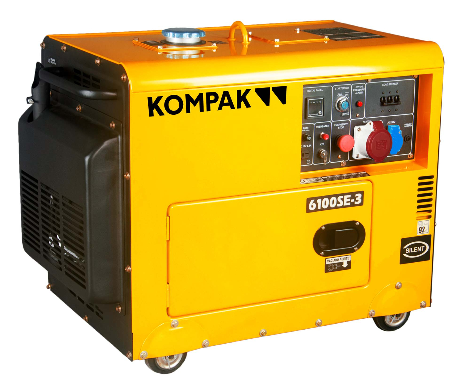 Generator diesel trifazat KOMPAK K6100SE-3 400 230V, 6,6 kVA max, AVR, pornire electrica